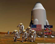 The international team of Martian explorers poses for a picture